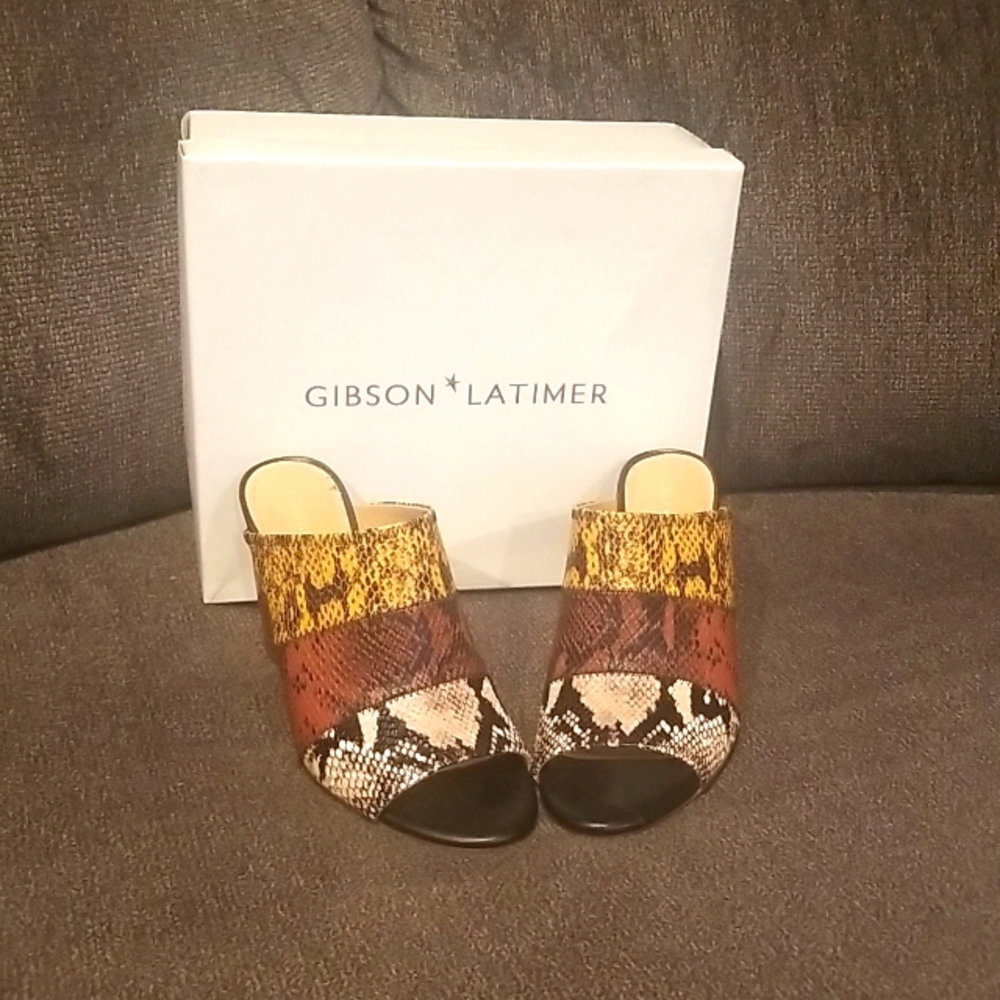 Gibson Latimer Snakeskin Open Toe Booties. - image 1